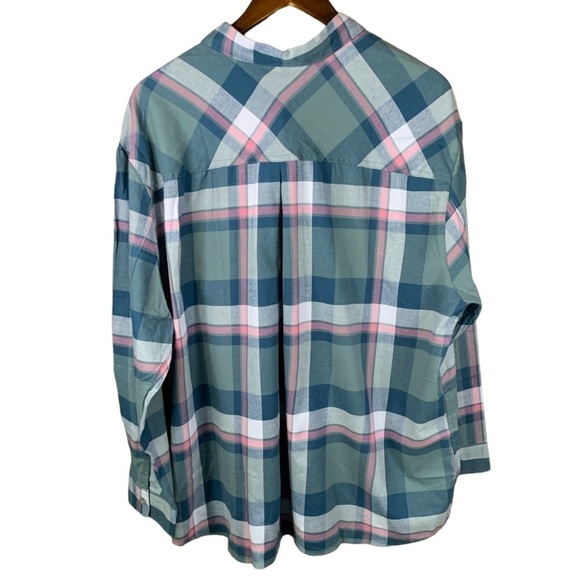 NWT Eddie Bauer Ladies Button Down Size XXL Sage Green & Pink Boyfriend Fit - Picture 4 of 9